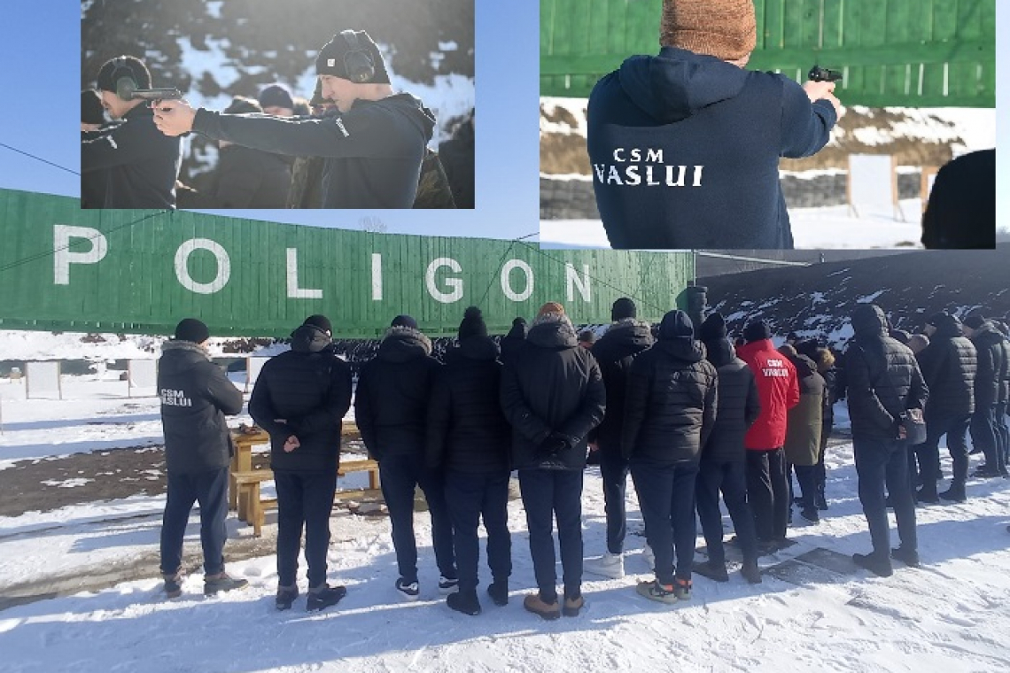 Handbaliștii de la CSM Vaslui într-un teambuilding la Poligonul de tragere de la Crasna