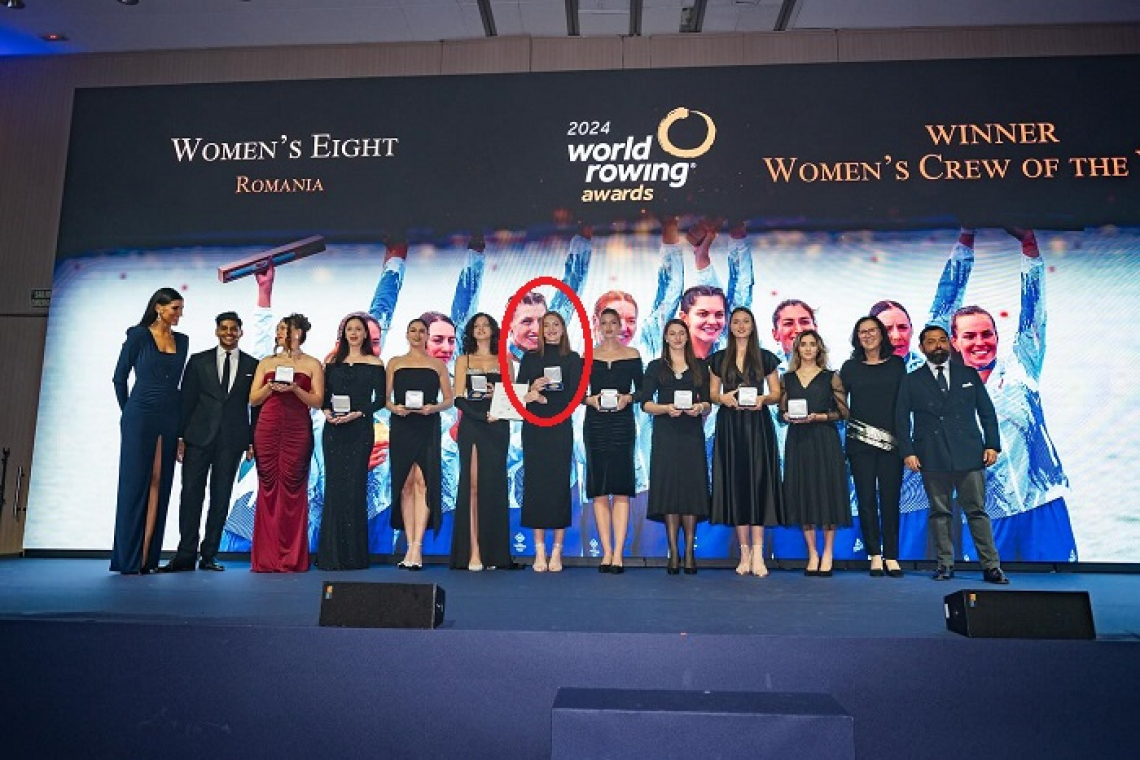 Adriana Adam, alături de echipajul României de 8+1, regina balului la World Rowing Awards 2024