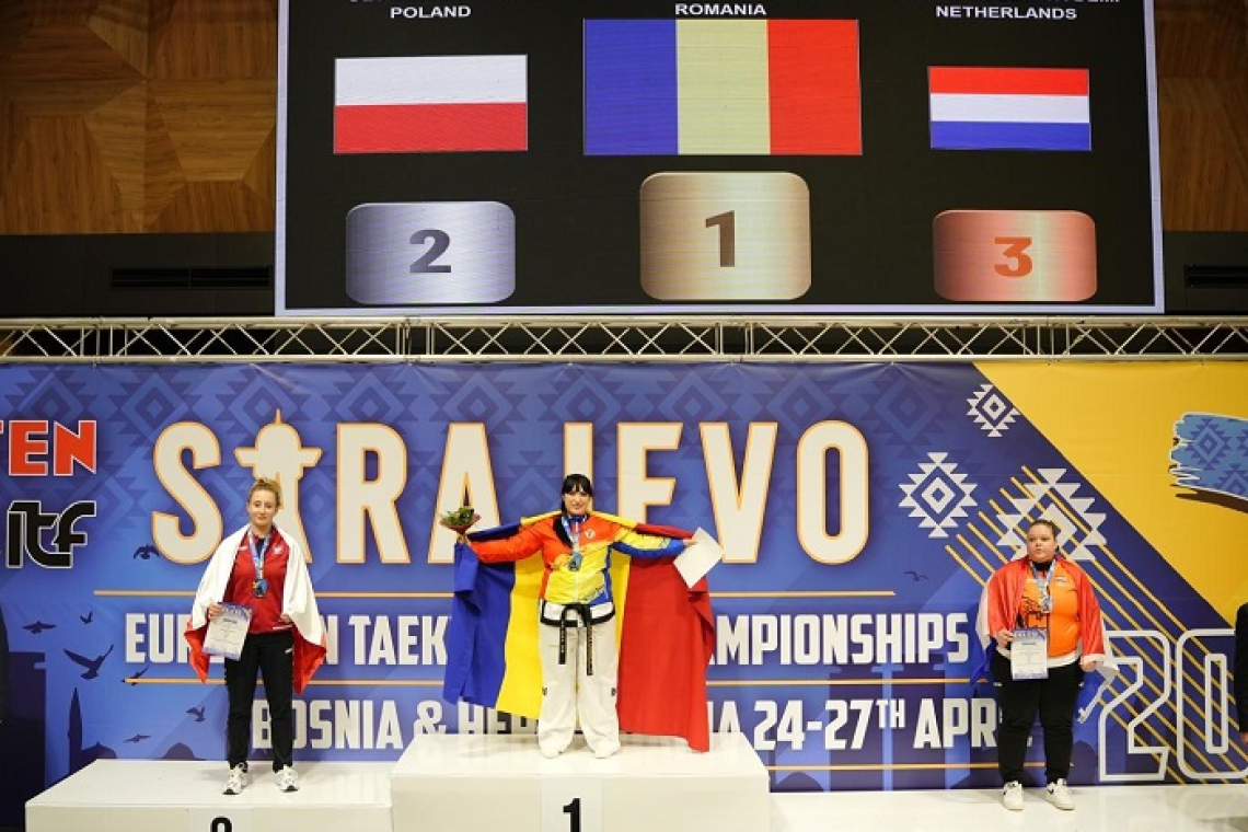 Lecție de ambiție: Mamă a doi copii a urcat pe cea mai înaltă treaptă a podiumului la Europeanul de taekwon-do ITF!