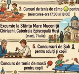 Școala de Vară de la Moara Grecilor: preotul Adrian Buimac îi antrenează pe copii la tenis, șah și tenis de masă