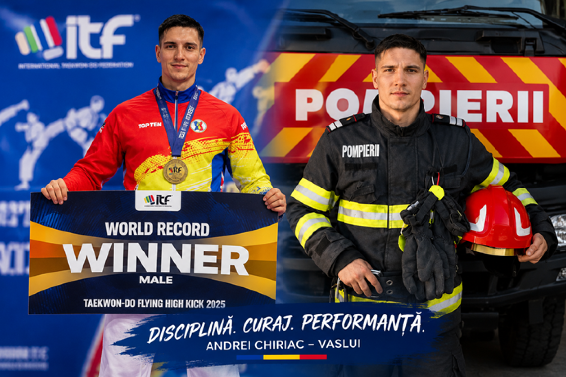 Andrei Chiriac, omul recordurilor! Pompierul din Vaslui care salvează vieți și sare spre performanța mondială